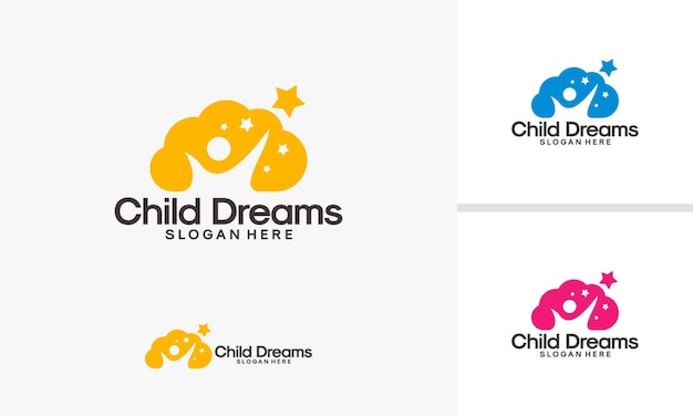 Vetor projetos de logotipo cloud dreams, vetor de designs de logotipo de aprendizado online