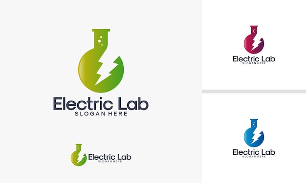 Projetos de logotipo de laboratório de eletricidade vetor modelo de logotipo de pesquisa de eletricidade