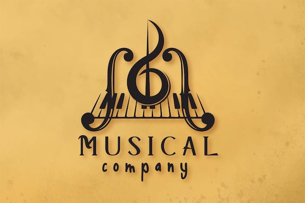 Vetor projetos de logotipo de violino, tecla de piano e instrumento musical