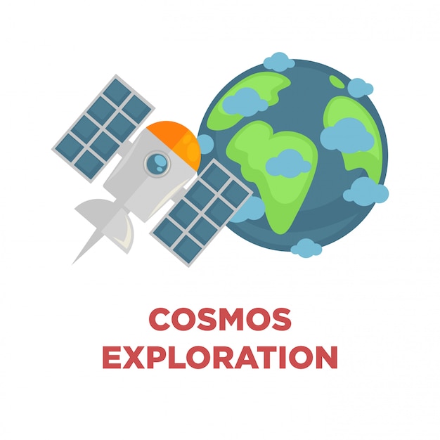 Promo de exploração cosmos com terra e satélite