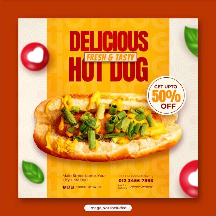Vetor promoção de alimentos nas mídias sociais e modelo de design de post de banner do instagram