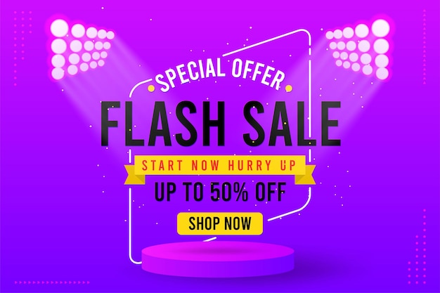 Promoção de banner de oferta especial de desconto em venda flash