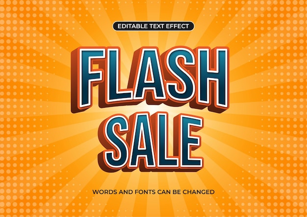 Promoção de banner de venda flash moderno, efeito de texto editável