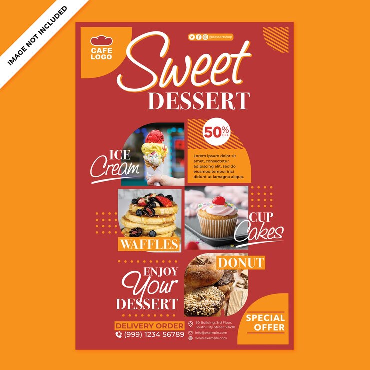 promoção de cartaz de café em estilo design plano