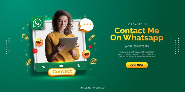 Promoção de conta Whatsapp no design de página da web Vetor Premium