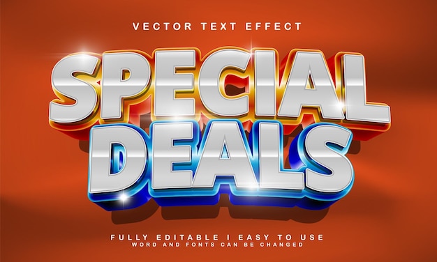 Vetor promoção de estilo de efeito de texto editável de ofertas especiais em 3d