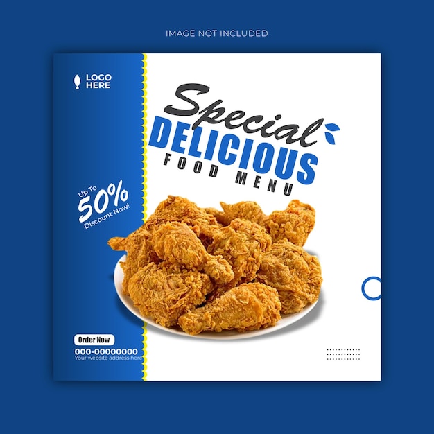 promoção de menus de alimentos, redes sociais e design de banners
