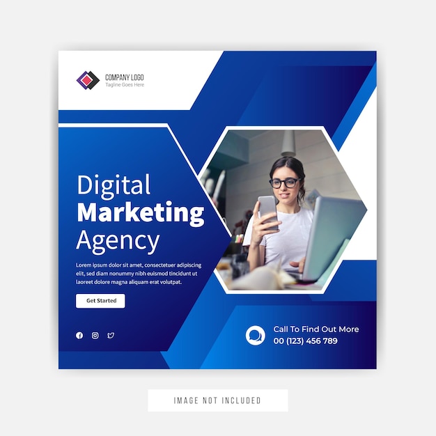 Promoção de mídia social da agência de marketing digital Design de modelo de postagem