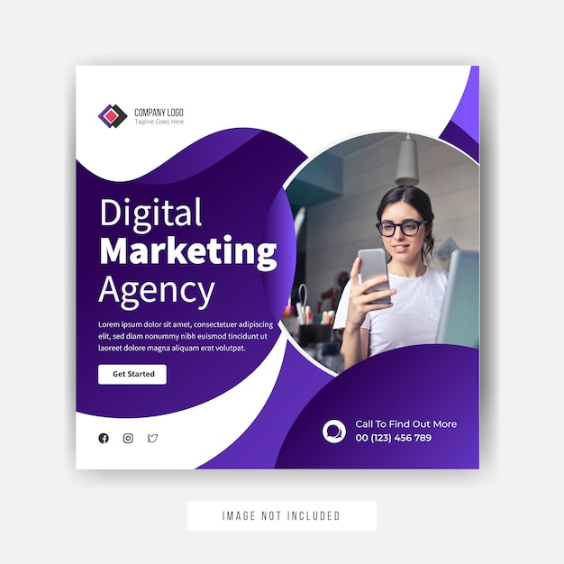 Promoção de mídia social da agência de marketing digital design de modelo de postagem