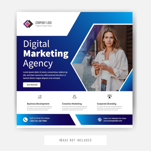 Promoção de mídia social da agência de marketing digital Vetor premium de design de modelo de postagem