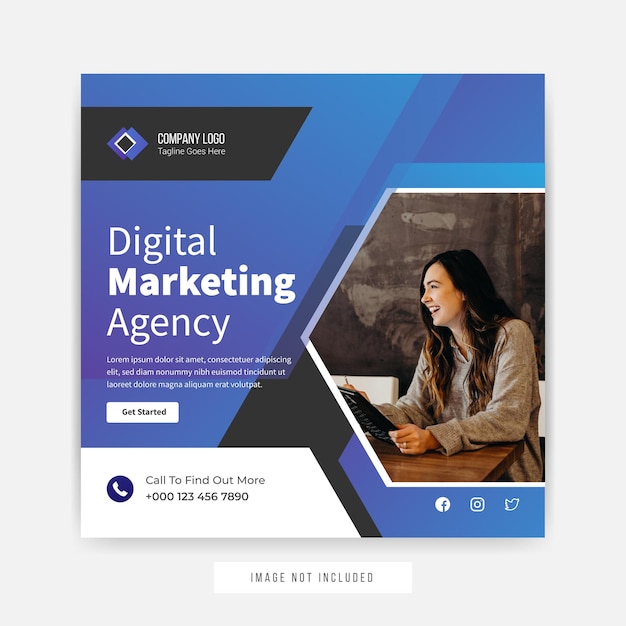 Promoção de mídia social da agência de marketing digital Vetor premium de design de modelo de postagem