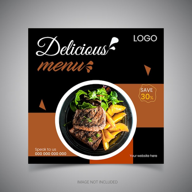 Vetor promoção de mídia social de alimentos e design de postagem de banner no instagram