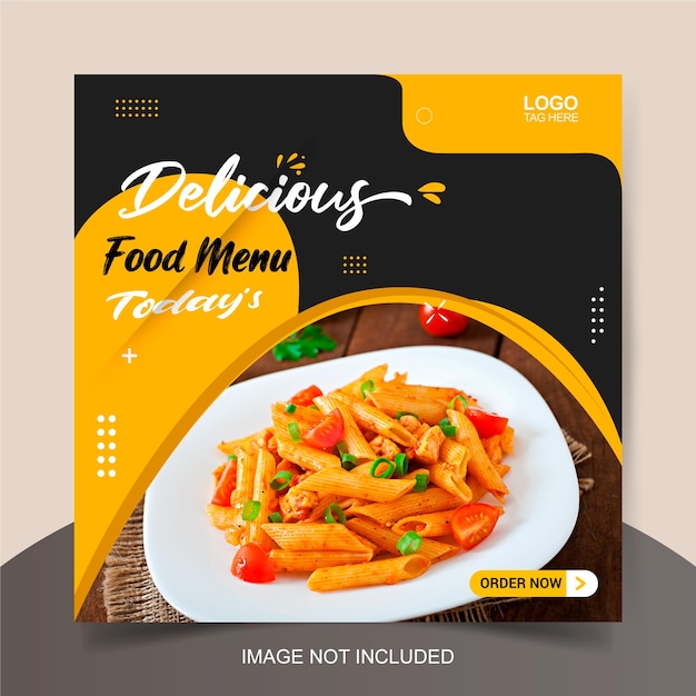 Promoção de mídia social de alimentos e design de postagem de banner