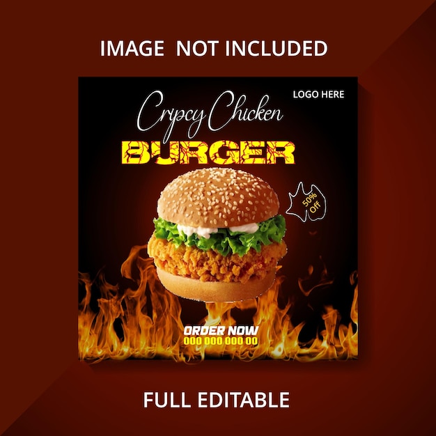 Promoção de mídia social de alimentos e modelo de design de postagem de banner do Facebook Instagram