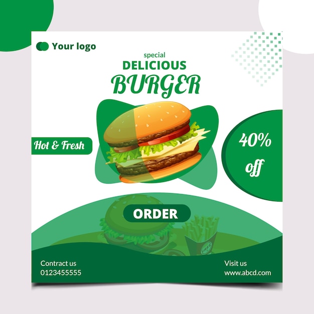 Vetor promoção de mídia social de alimentos e modelo de design de postagem de banner do instagram