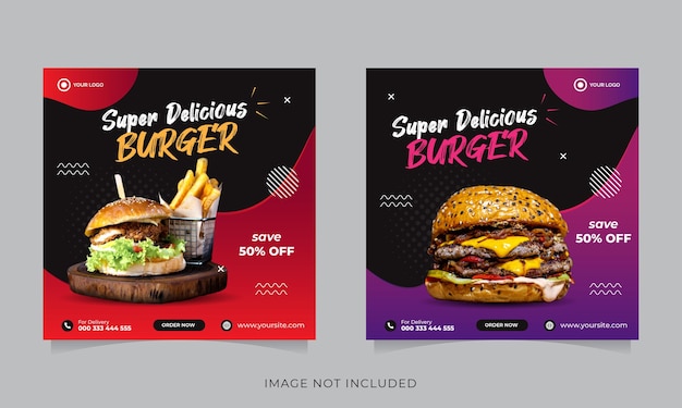 Promoção de mídia social de alimentos e modelo de design de postagem de banner instagram