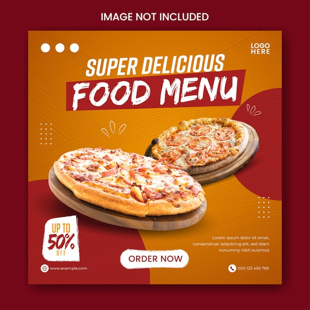 Promoção de mídia social de alimentos e modelo de design de postagem de banner