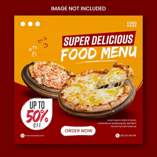 Promoção de mídia social de alimentos e modelo de design de postagem de banner