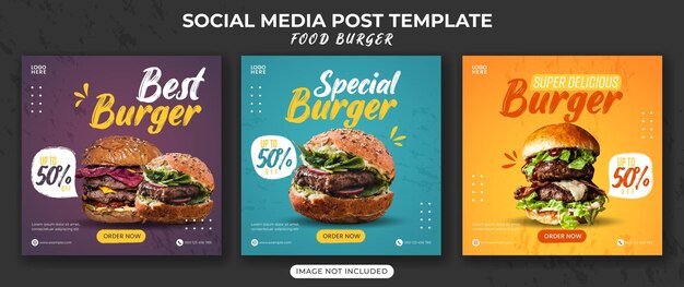 Promoção de mídia social de alimentos e modelo de design de postagem de banner
