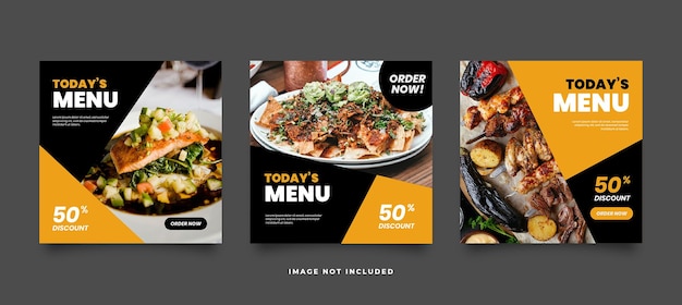 Promoção de mídia social de alimentos e modelo de instagram