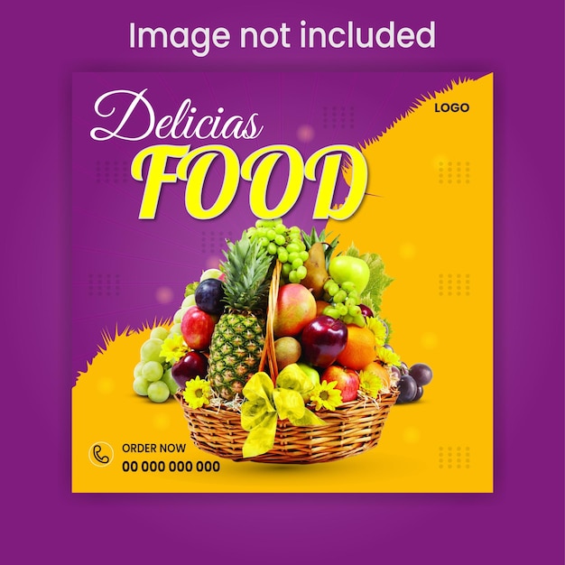 Vetor promoção de mídia social de alimentos psd e modelo de design de postagem de banner do instagram