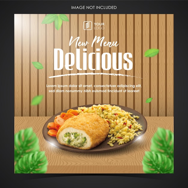 Promoção de mídia social de menu de comida e modelo de design de cartaz de banner