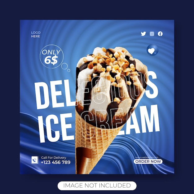Vetor promoção de mídia social de sorvete de chocolate e modelo de design de postagem do instagram