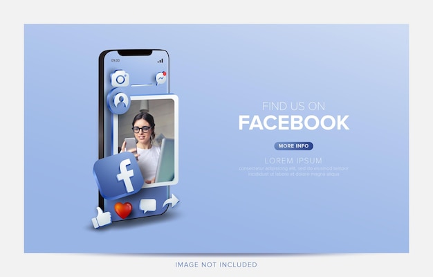 Vetor promoção de mídia social no facebook no aplicativo móvel