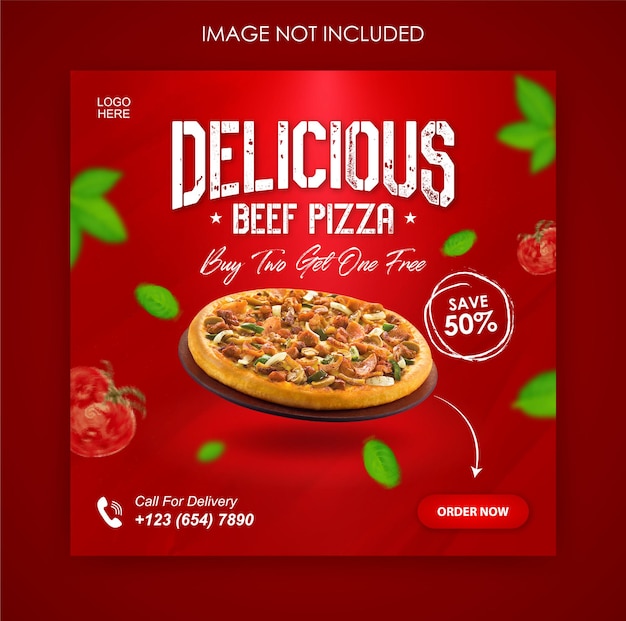 Promoção de mídia social pizza food e modelo de design de postagem no instagram