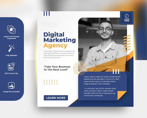 Promoção de negócios e modelo de banner de mídia social corporativa