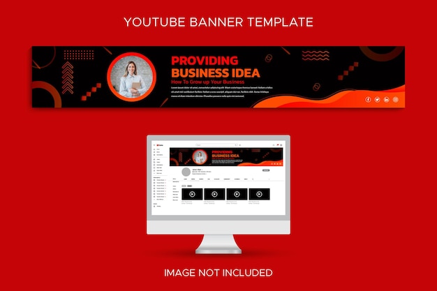 Promoção de negócios e modelo de banner de perfil de canal corporativo do youtube