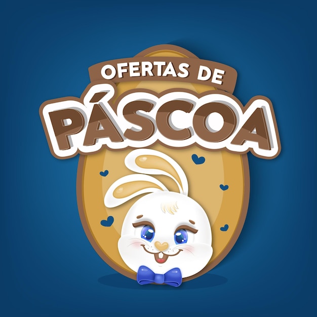 Vetor promoção de páscoa com ovos de chocolate e coelho fofo vector brasil