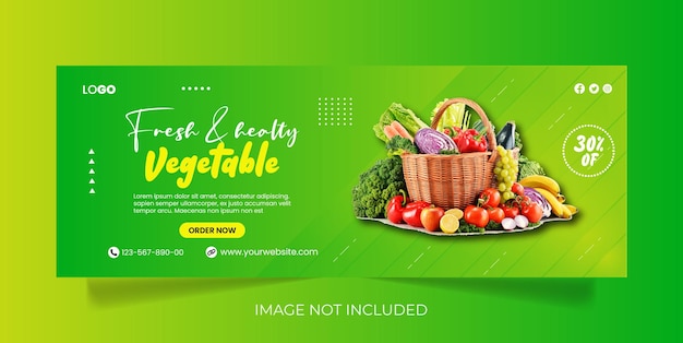 Vetor promoção de receita de comida saudável capa do cronograma do facebook e modelo de banner da web premium