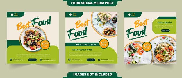 Vetor promoção de restaurante de menu de comida para instagram e coleção de postagens de mídia social com modelo editável de foto