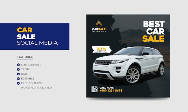 Promoção de venda de carros nas mídias sociais facebook instagram modelo de design de banner de postagem