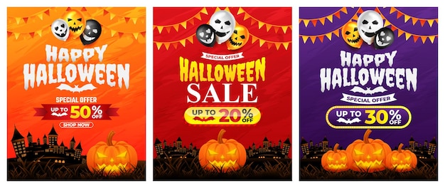 Promoção de venda de halloween feliz fundo de halloween para promoção de negócios, banner, pôster, feed