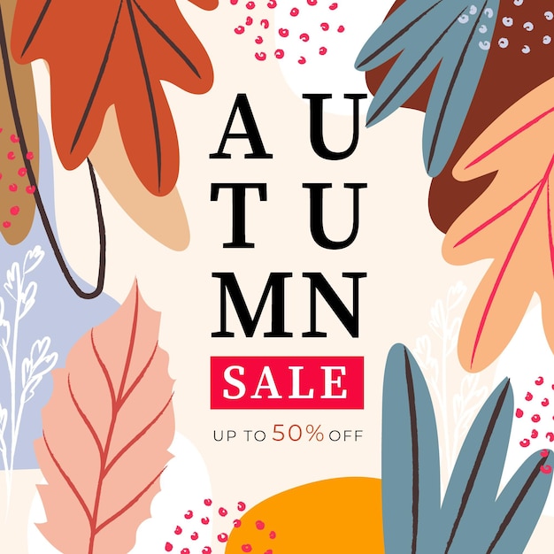 Vetor promoção de venda de outono em aquarela