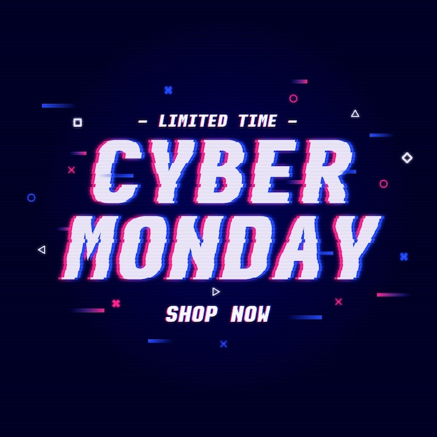 Vetor promoção de venda de segunda-feira cibernética de glitch
