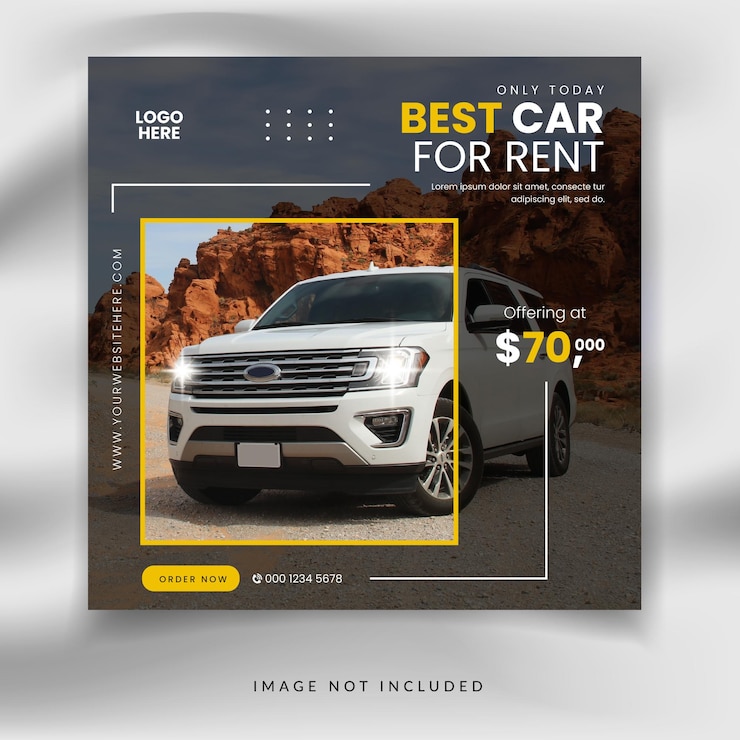 Vetor promoção de venda ou aluguel de carros, postagem no instagram de mídia social da square. modelo de design moderno