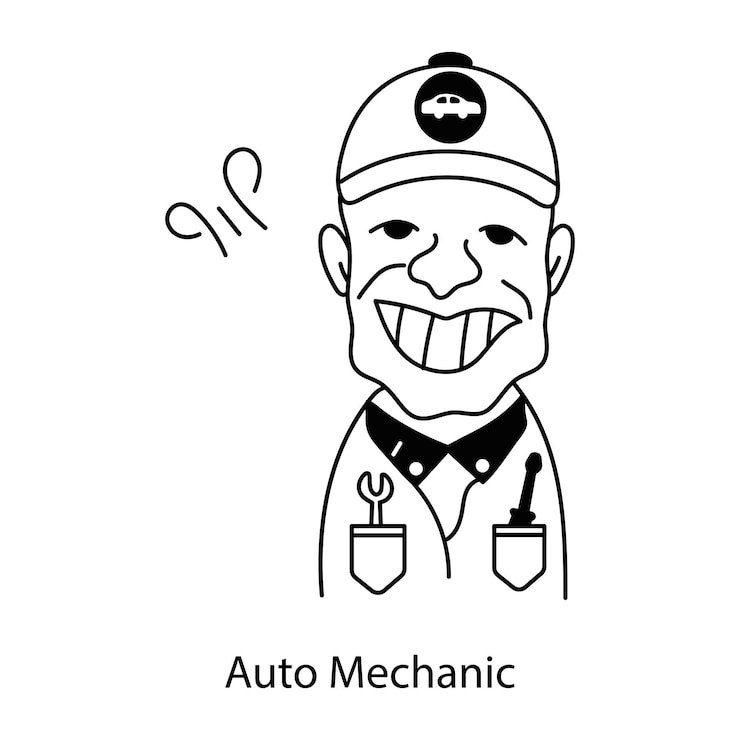 Vetor pronto para usar o avatar de um mecânico de automóveis