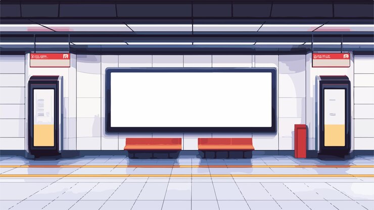 Vetor propaganda de metrô urbano com arquitetura de pé iluminada