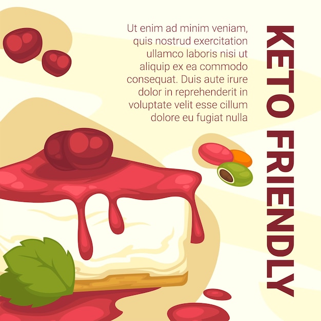 Propaganda de pastelaria de sobremesas amigáveis keto