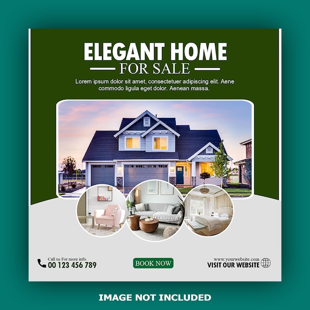 Propriedade de casa de luxo postagem no Instagram ou mídia social modelo de banner do Instagram