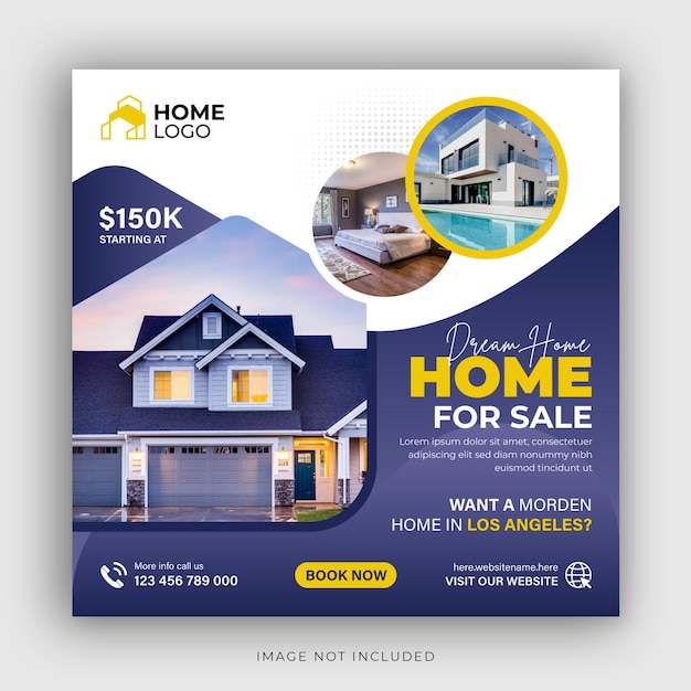 Propriedade imobiliária casa propriedade vendendo mídia social post ou apartamentos de luxo venda anúncios instagram banner