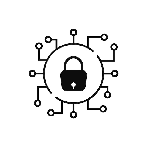 Proteção cibernética Vetor linear Ícone de linha de computação em nuvem