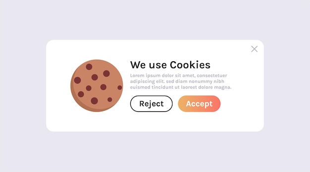 Vetor proteção de cookies de informações de dados pessoais e página da web da internet usamos o conceito de política de cookies.