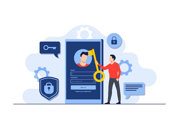 Proteção de dados pessoais e contas Acesso seguro por senha Segurança cibernética Autenticação de login