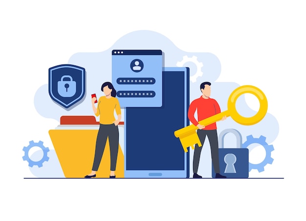 Proteção de dados pessoais e contas Acesso seguro por senha Segurança cibernética Autenticação de login