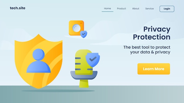 Vetor proteção de privacidade conceito de tecnologia de proteção de segurança de internet para ilustração vetorial de página inicial de destino do site