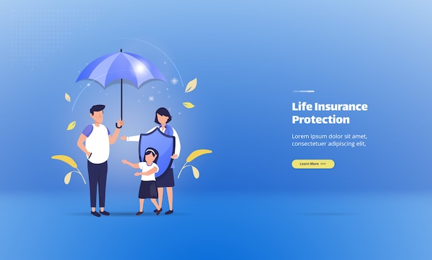 Protegendo uma família com seguro de vida no conceito de ilustração